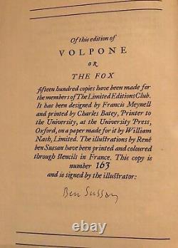 VOLPONE, Ben Jonson, limited edition 63/1500 illustrator signed -Rene ben Sussa