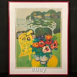Vintage Framed Limited Edition Pencil Signed Still Life Lithograph By Guy Charon