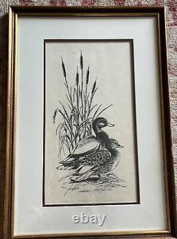 Vtg. 1976 Jon Haber Signed Limited Edition 96/500 Framed Ducks Art Print w COA