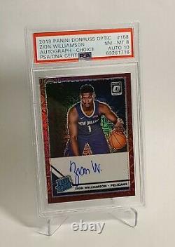 Zion Williamson Rated Rookie Auto Red 158 Rc 2019-20 Optic Choice Psa 8 Dna 10