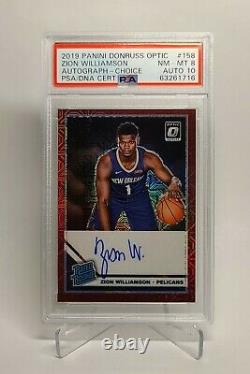 Zion Williamson Rated Rookie Auto Red 158 Rc 2019-20 Optic Choice Psa 8 Dna 10