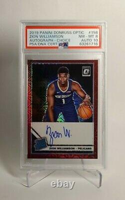 Zion Williamson Rated Rookie Auto Red 158 Rc 2019-20 Optic Choice Psa 8 Dna 10